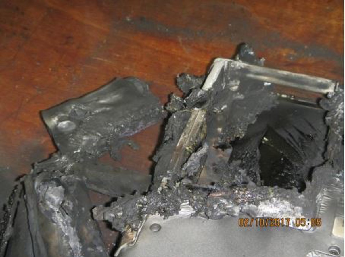 Laptop battery fire