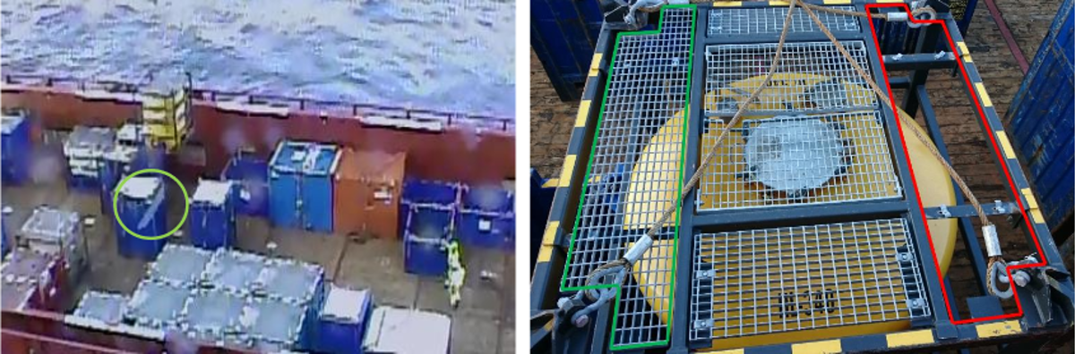 a piece of grating weighing 17 kg fell 6-7 m to deck from a load