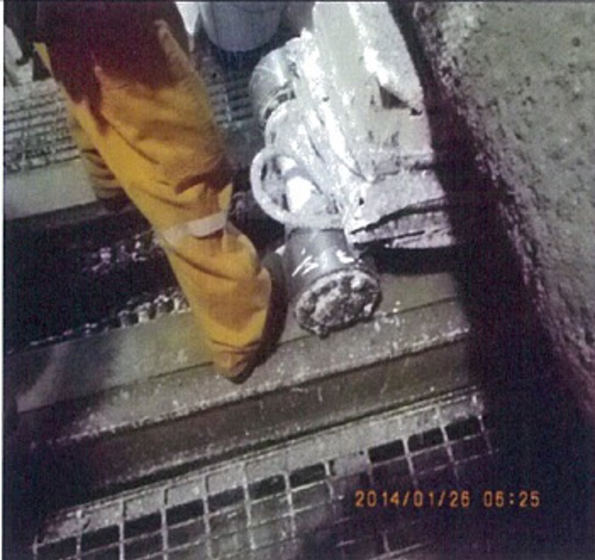 Position of injured person’s right foot