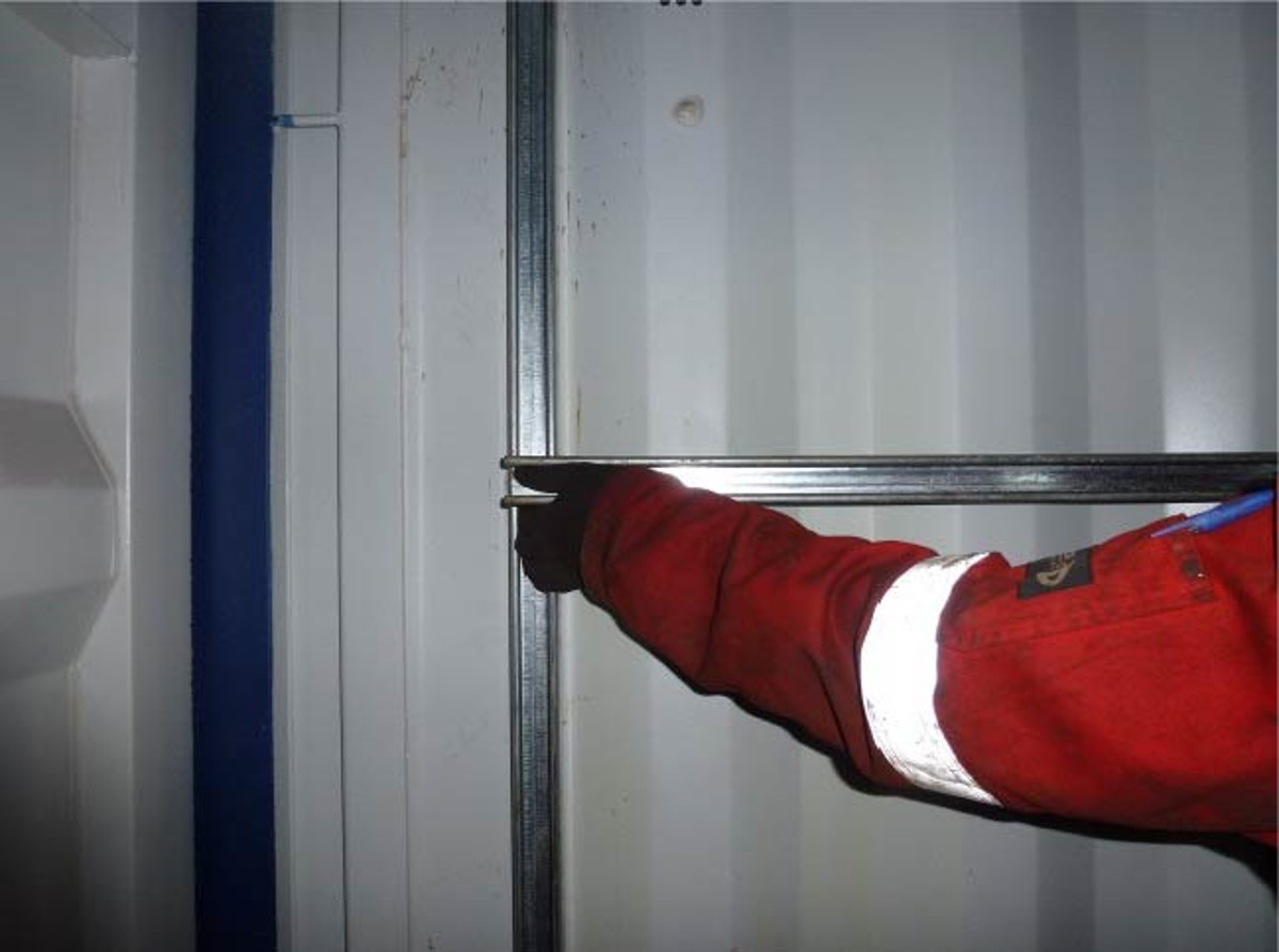 Unistrut and demonstrating how a thumb could become trapped within it