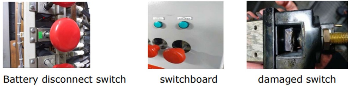 Battery disconnect switch; switchboard; damaged switch