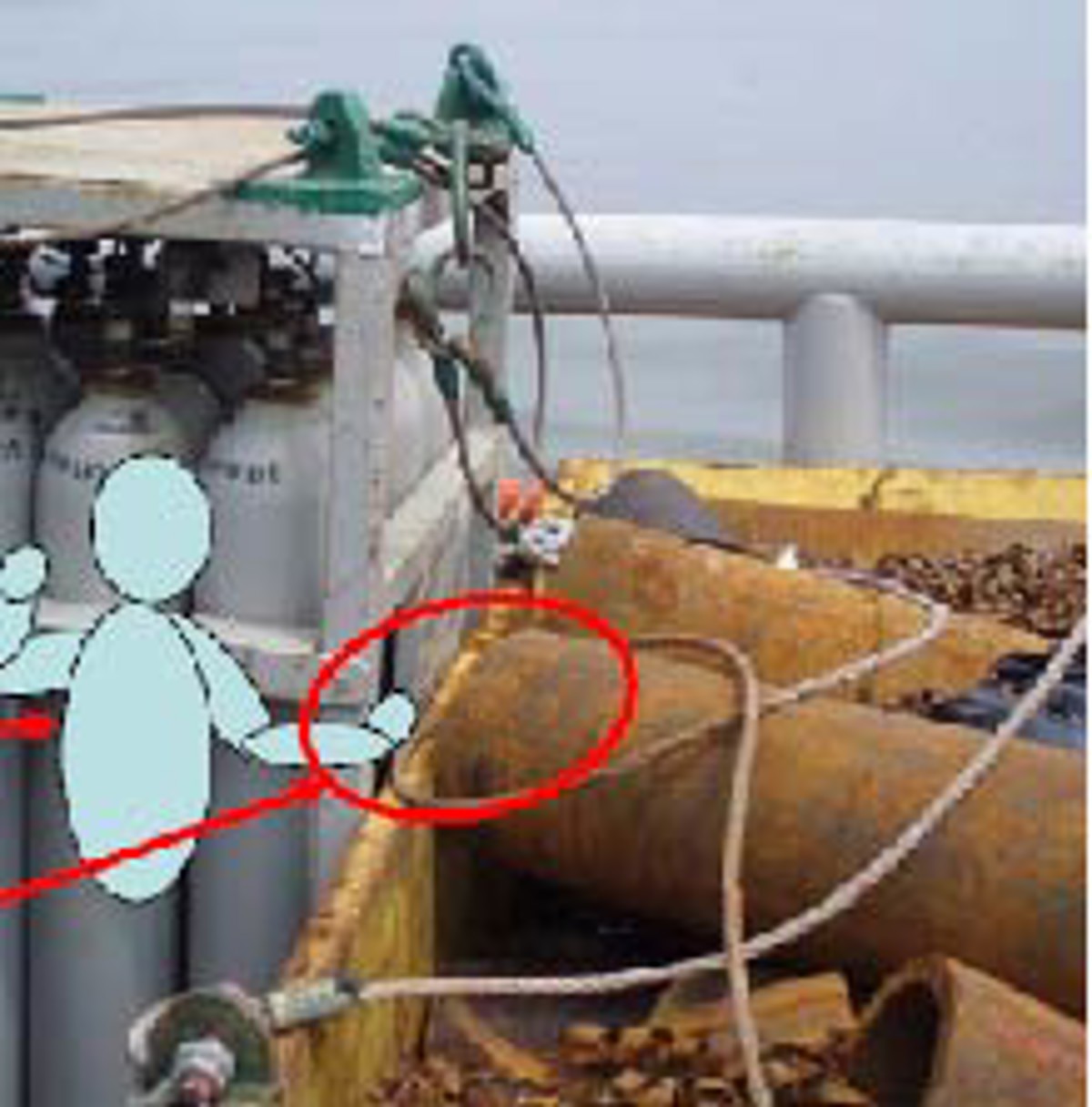 Position of crew member at time of incident (top arrow) position of crew member (bottom arrow) point of contact