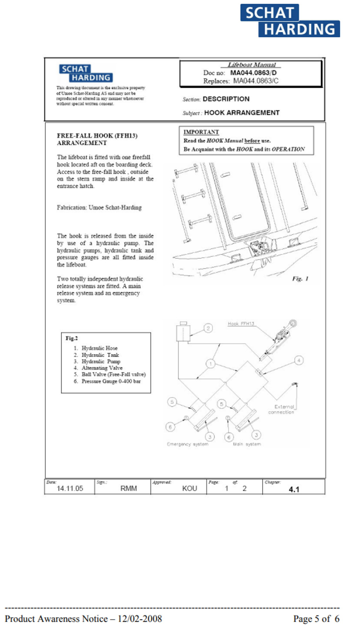 Schat Harding Product Awareness Notice – Free-fall lifeboat hooks page 5 of 6