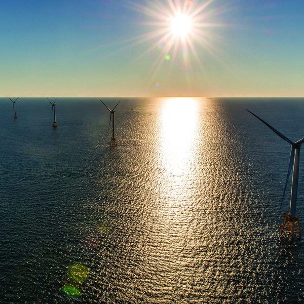 Offshore wind farm at sunrise