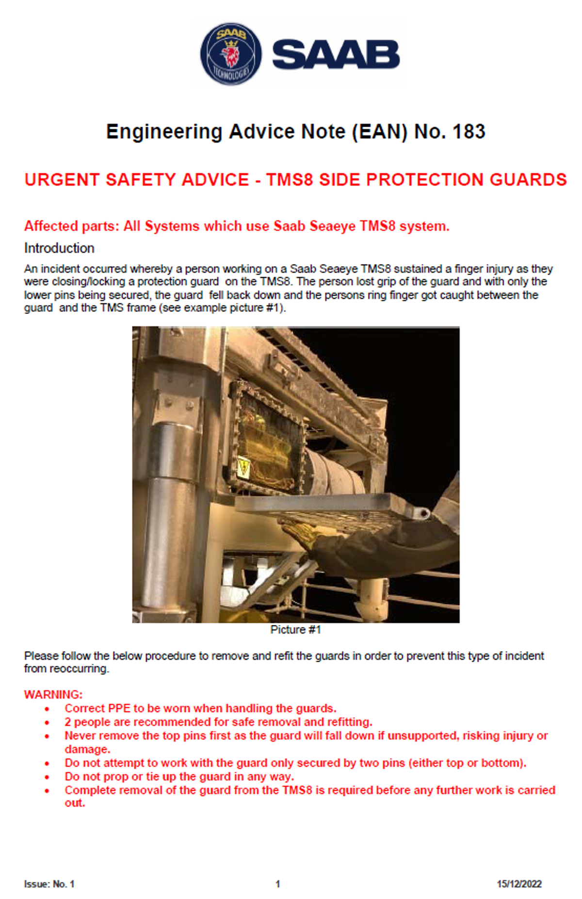 Engineering advice note (EAN) nr. 183 Engineering advice note (EAN) nr. 183