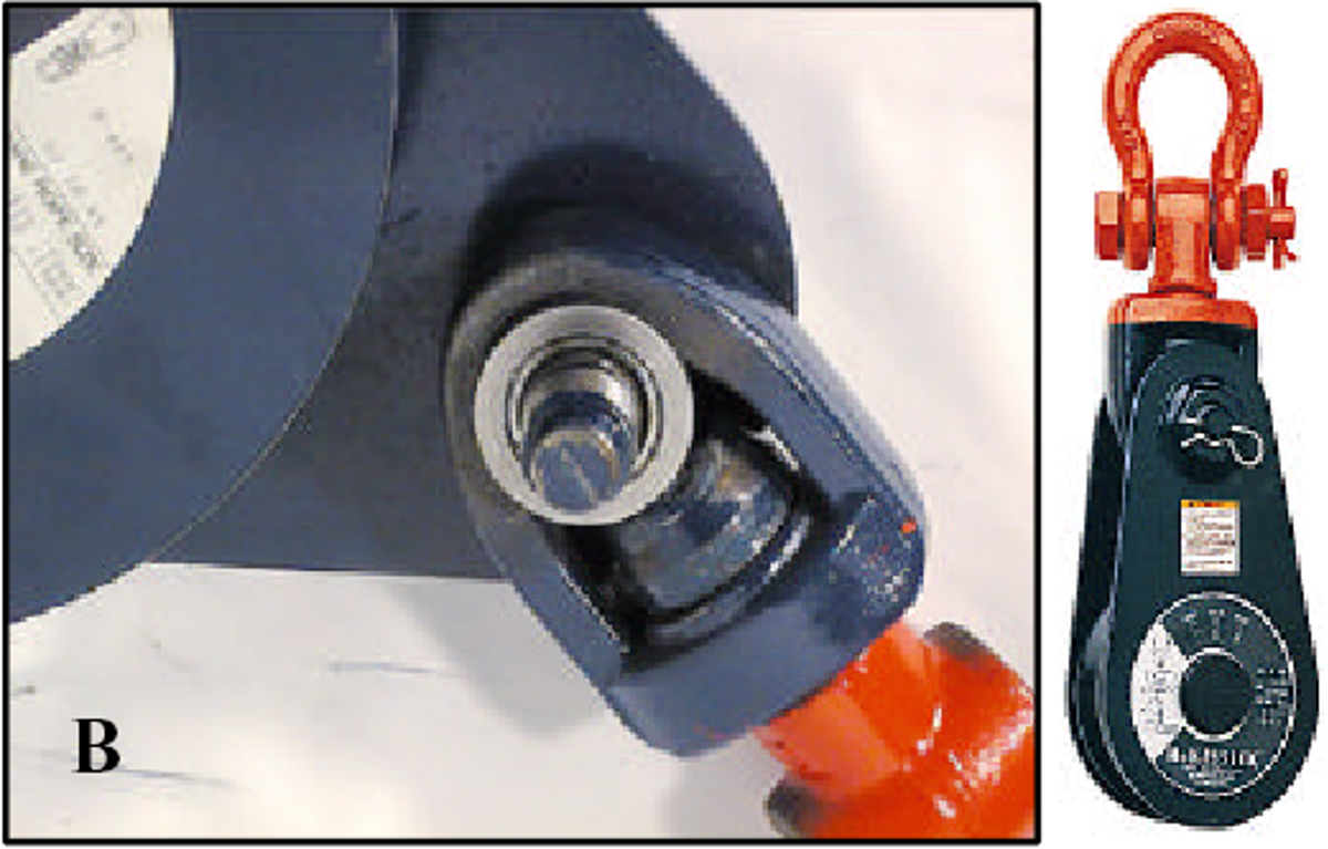 Head fitting on snatch block