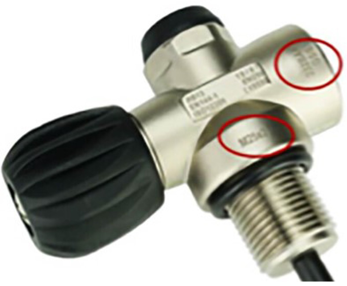 Screw thread of the valve was slightly smaller than that of screw thread in the diving cylinder Threads on the diving cylinder and the mounted valve were incompatible. In this case, the screw thread of the valve was slightly smaller than that of the screw thread in the diving cylinder. The result was that there was an increased risk that the valve will come loose from the cylinder when at pressure.