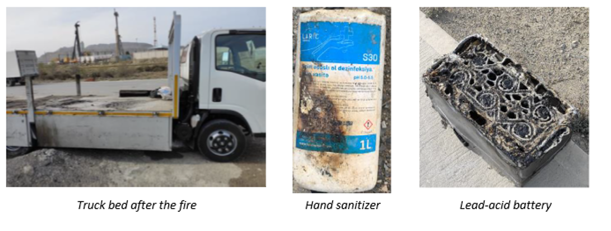 IMCA SF 22/Cargo Ignited on Truck Bed During Transportation Sf 2220 62 There was a fire in the cargo on the back of a truck whilst moving materials from the warehouse to the vessel.