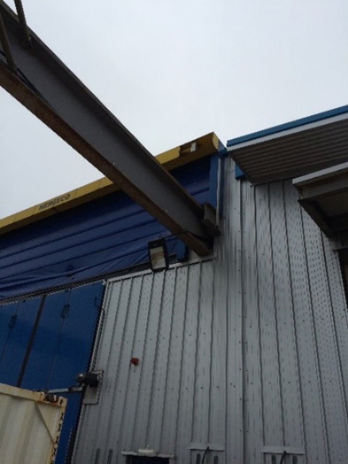 Item dropped from above the main roller shutter door