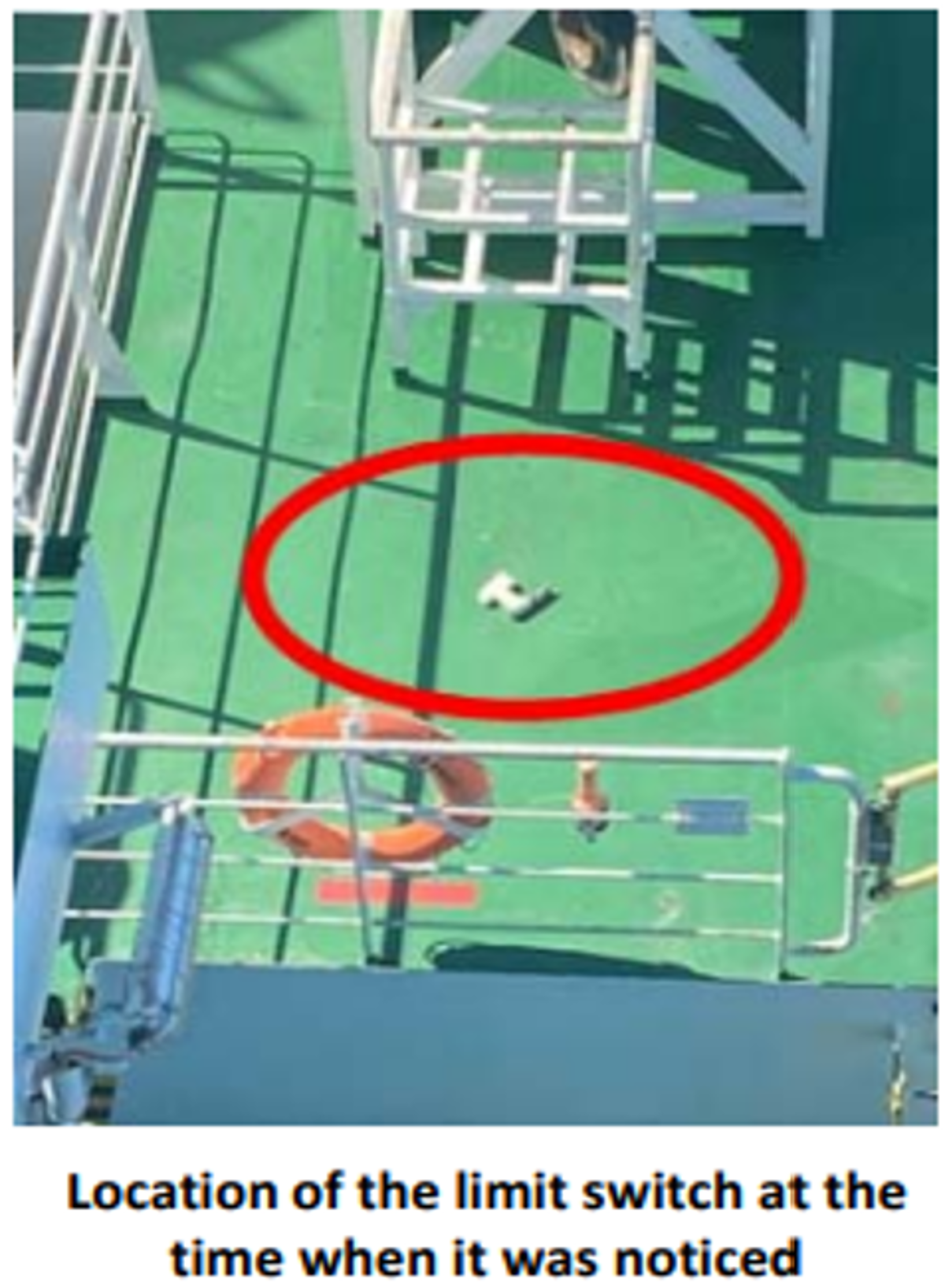 location of the limit switch at the time when it was noticed