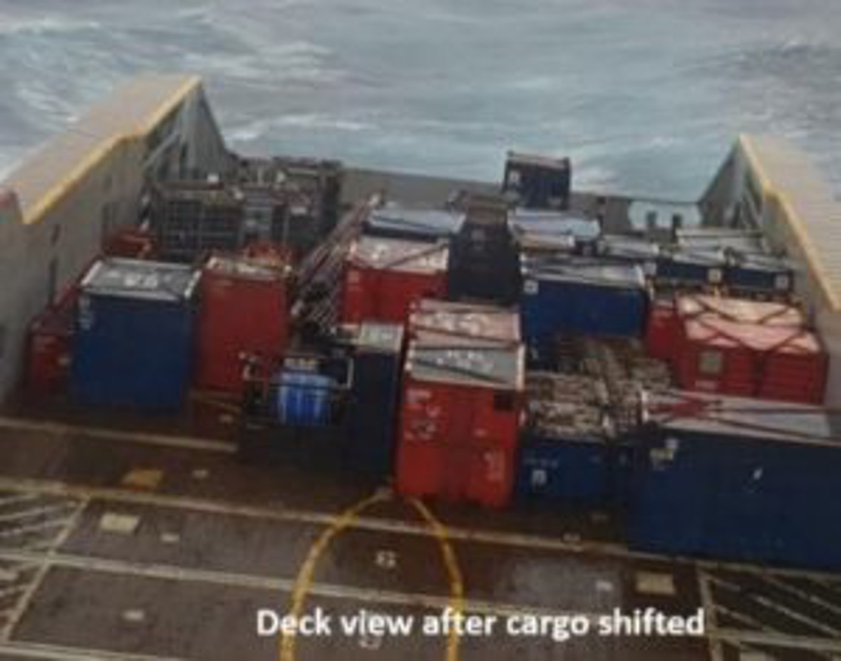 Deck cargo shifted