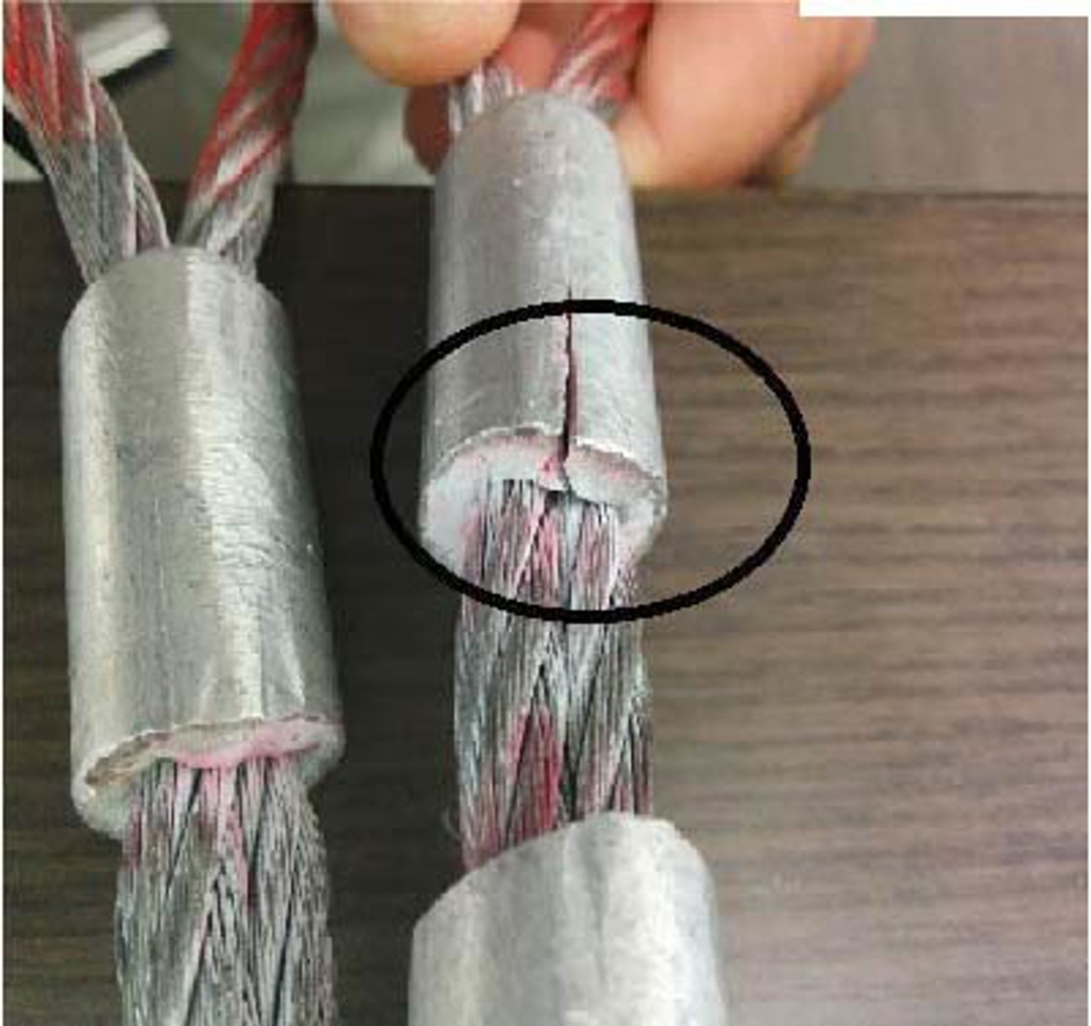 Damaged wire rope slings