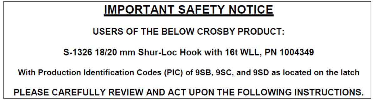 important safety notice from Crosby