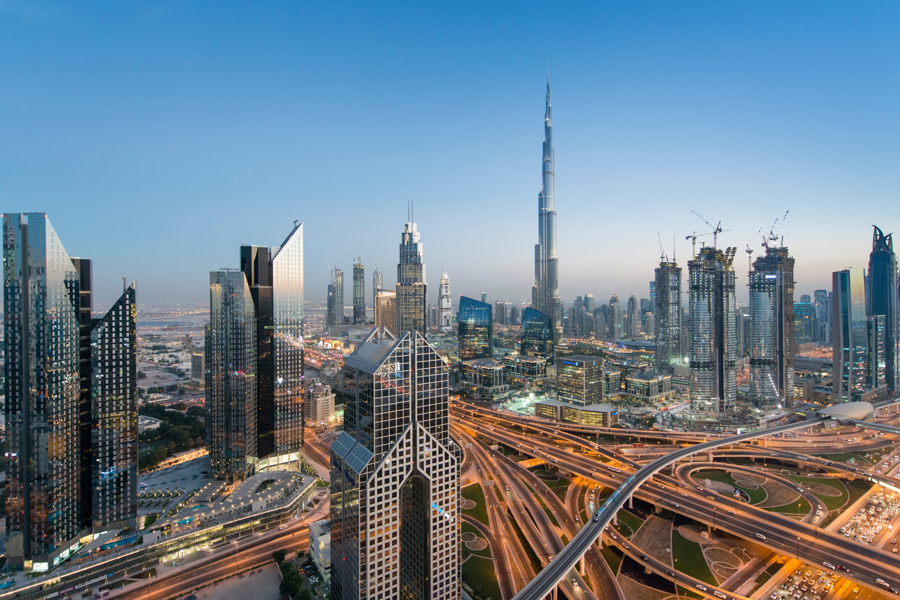 Aerial photo of Dubai, UAE, skyline
