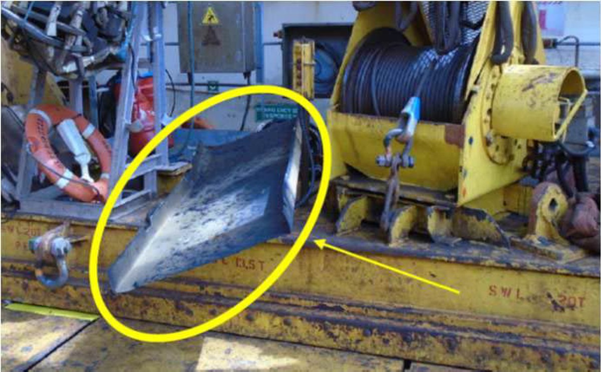 IMCA SF Dropped object: Signage dropped from crane boom 2 Fallen piece of metal