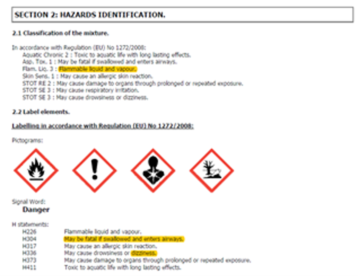 IMCA SF Inhalation of toxic fumes during hot work Picture2a Section 2 of SDS Sheet for anti-rust chemical used: Rust Keeper 555 (ADR)