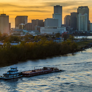 Aerial photo of New Orleans, US, skyline