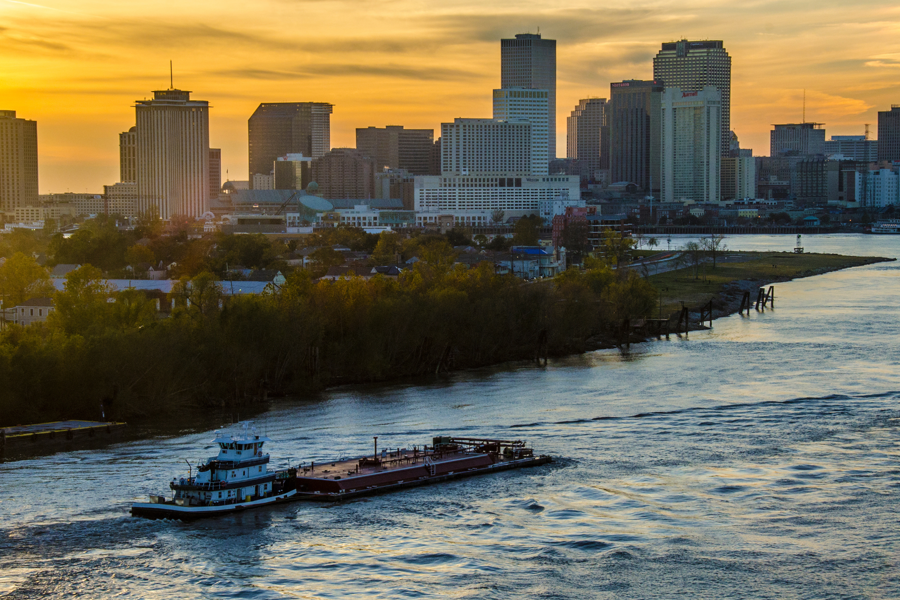 Aerial photo of New Orleans, US, skyline