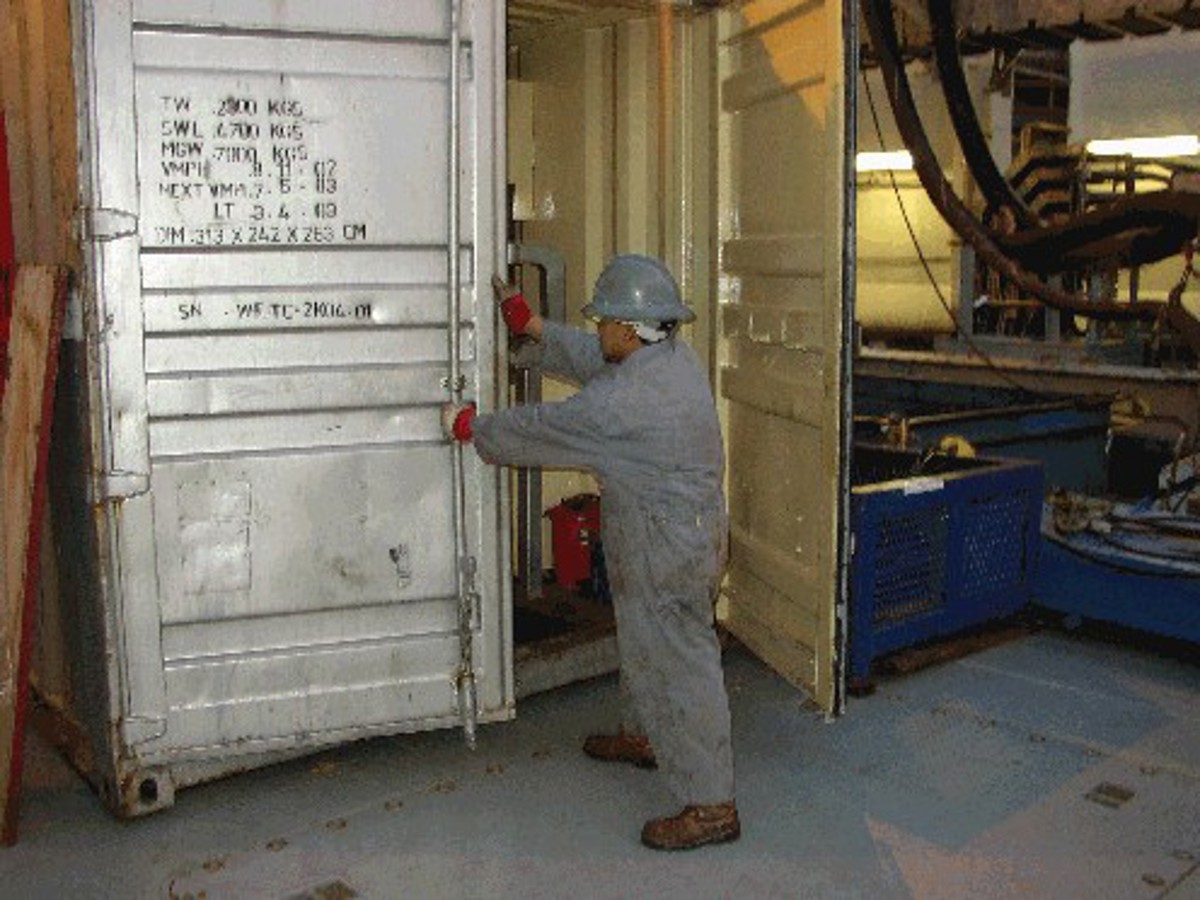 Container being opened