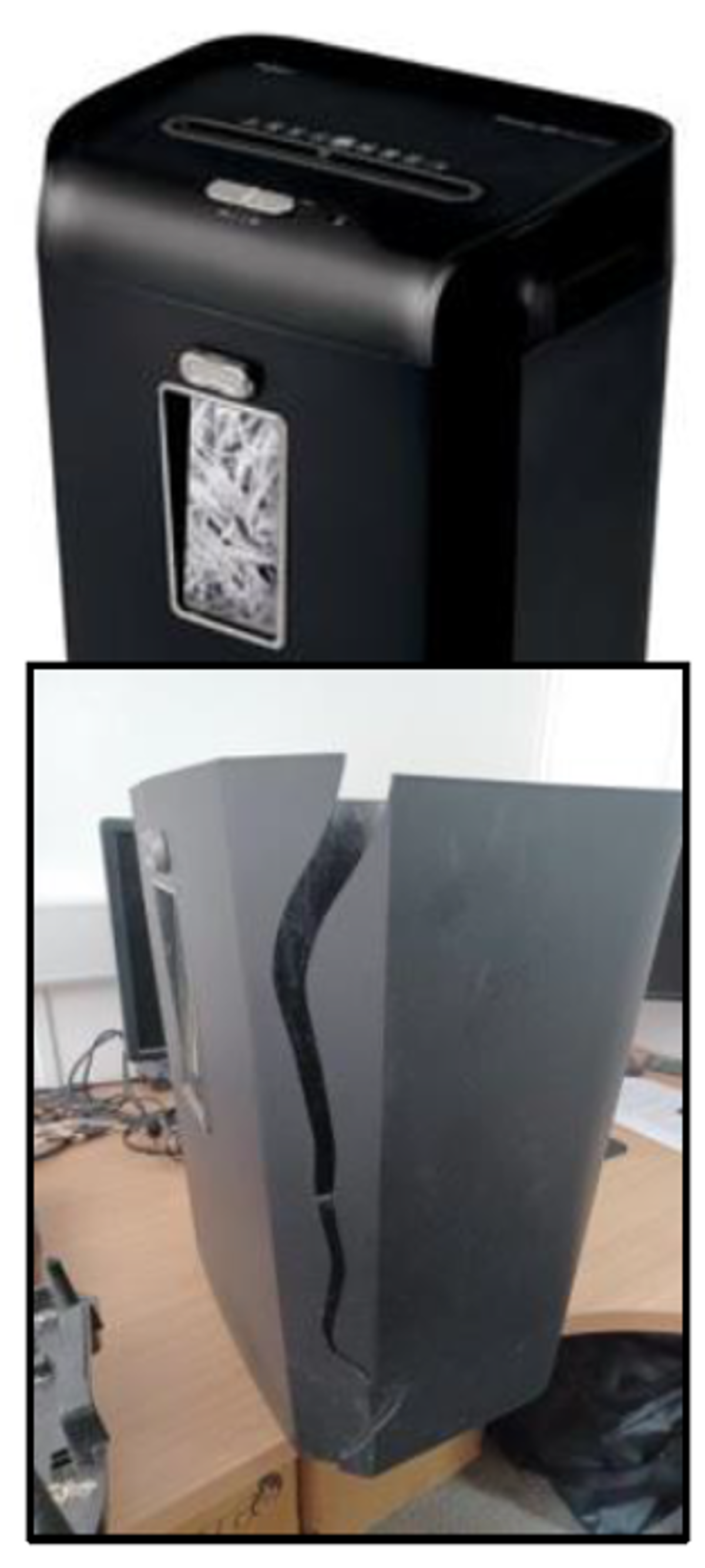 SF 21/23 3 Paper shredder - explosion 1 lubricant vapour inside the shredder was ignited by shredding process heat or by sparking of the internal motor