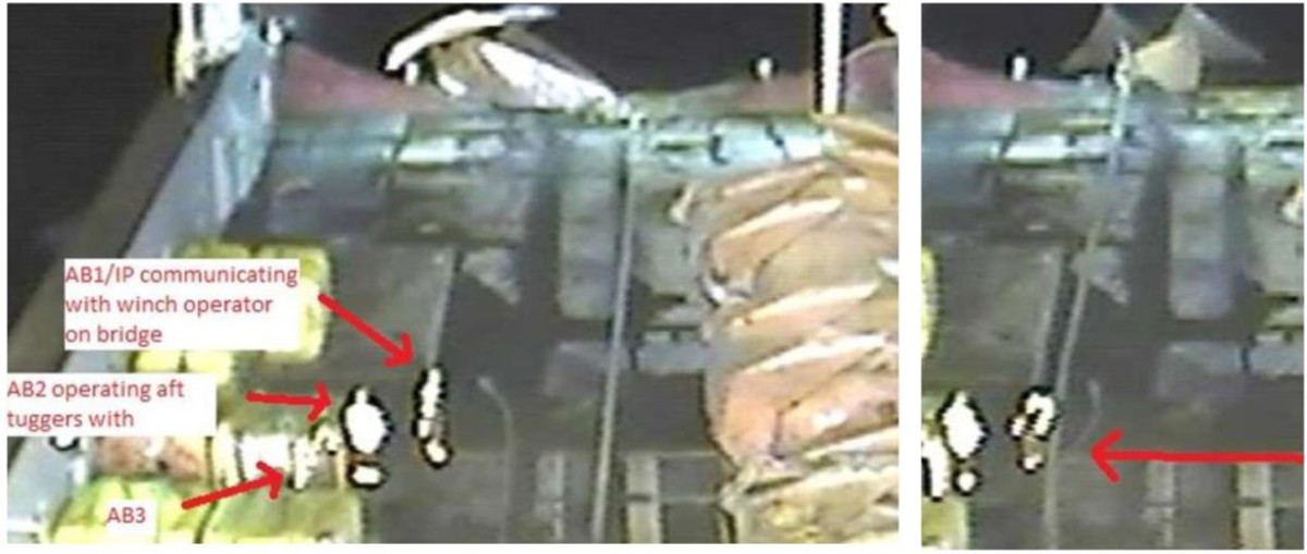 CCTV of person struck by uncontrolled swing in chain