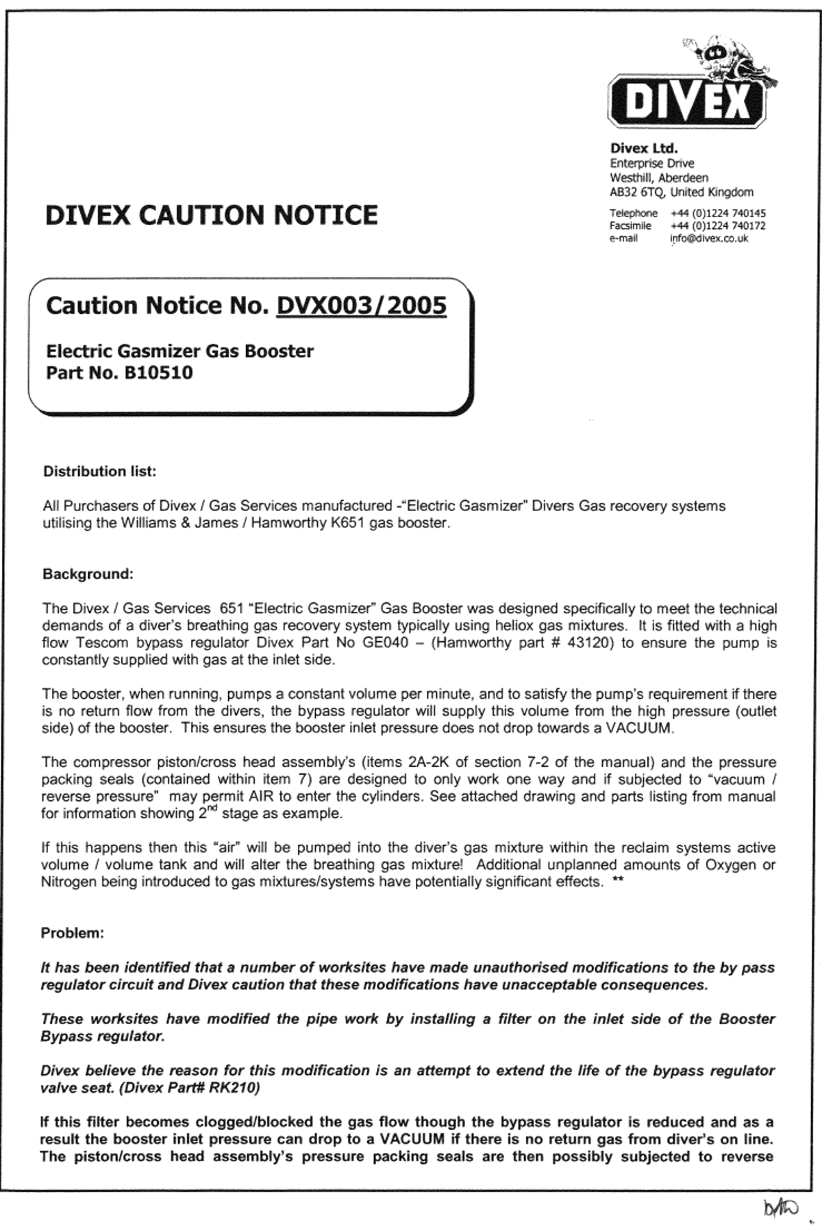 Divex caution notice page 1
