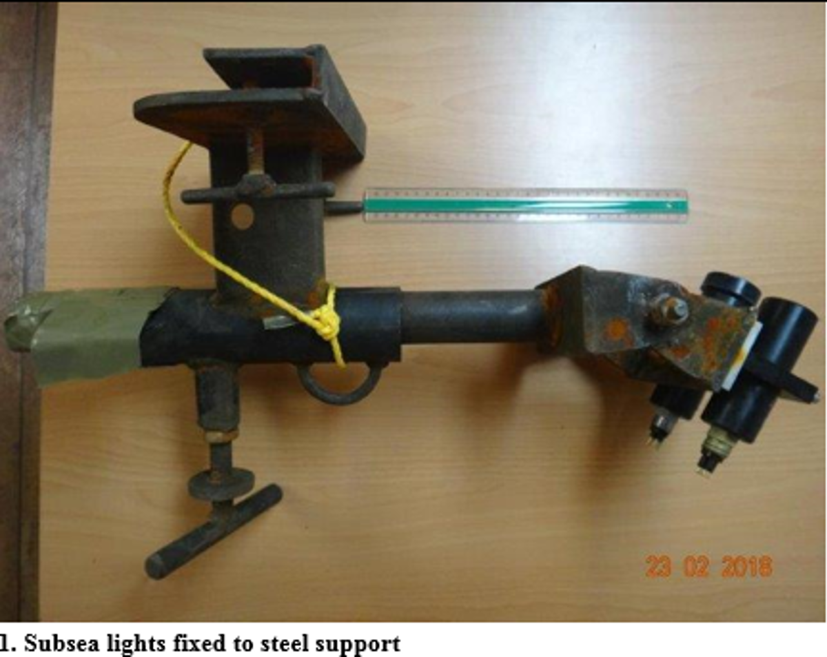 subsea lights fixed to steel support