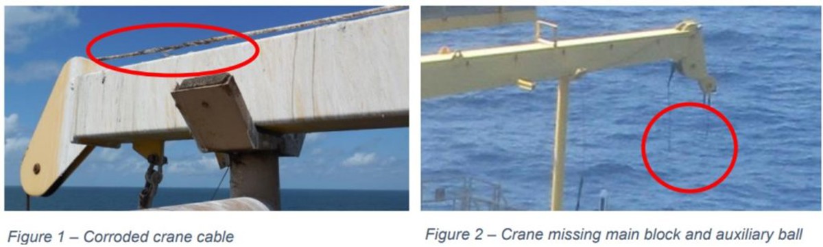 IMCA SF BSEE: Hazards associated with cranes on idle facilities Corroded crane cable