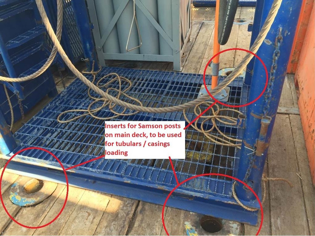 IMCA SF Lost time injury (LTI) during lifting operations – backloading tubular cargo 3 Use of samson posts